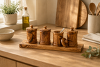 Olive Wood Canister Set | Luxury Kitchen Storage