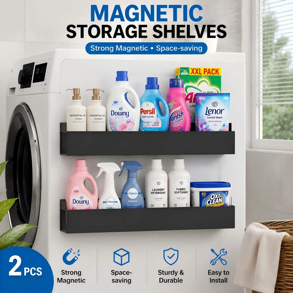2PCS Magnetic Storage Shelf Household Kitchen Refrigerator Washing Machine Side Hanging Organizer Rack, Multifunctional Holder