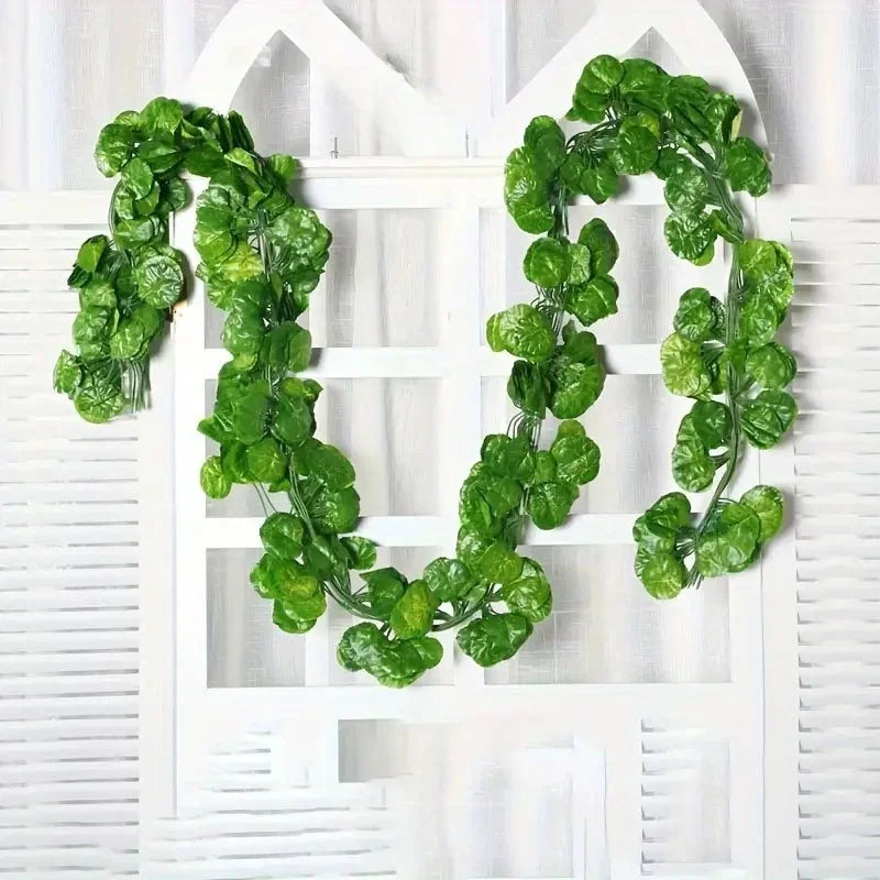 Artificial Green Ivy Leaf Rattan Creeper Leaves Vine Hanging Garland DIY Fake Flowers Plants for Garden Wedding Party Home Decor