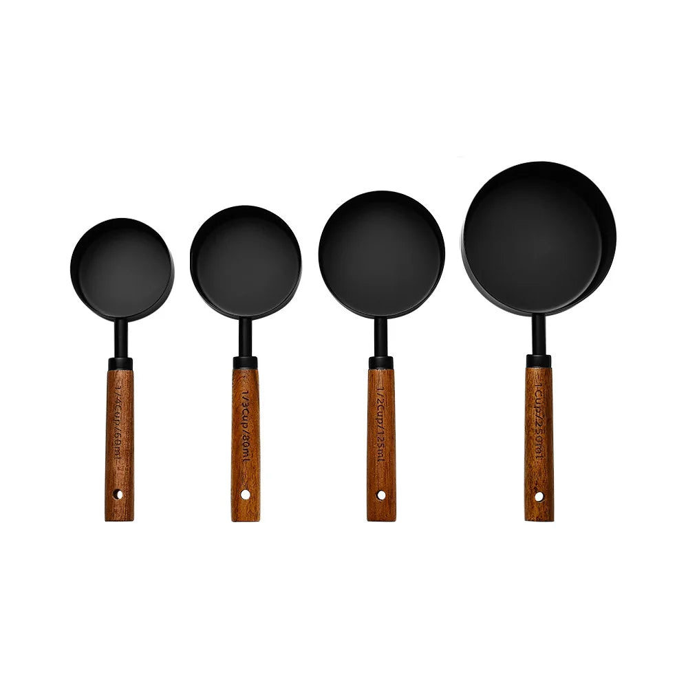 Measuring Cups and Measuring Spoons 4 Piece Set Gold Plated Stainless Steel Graduated Kitchen Baking Measuring Tools