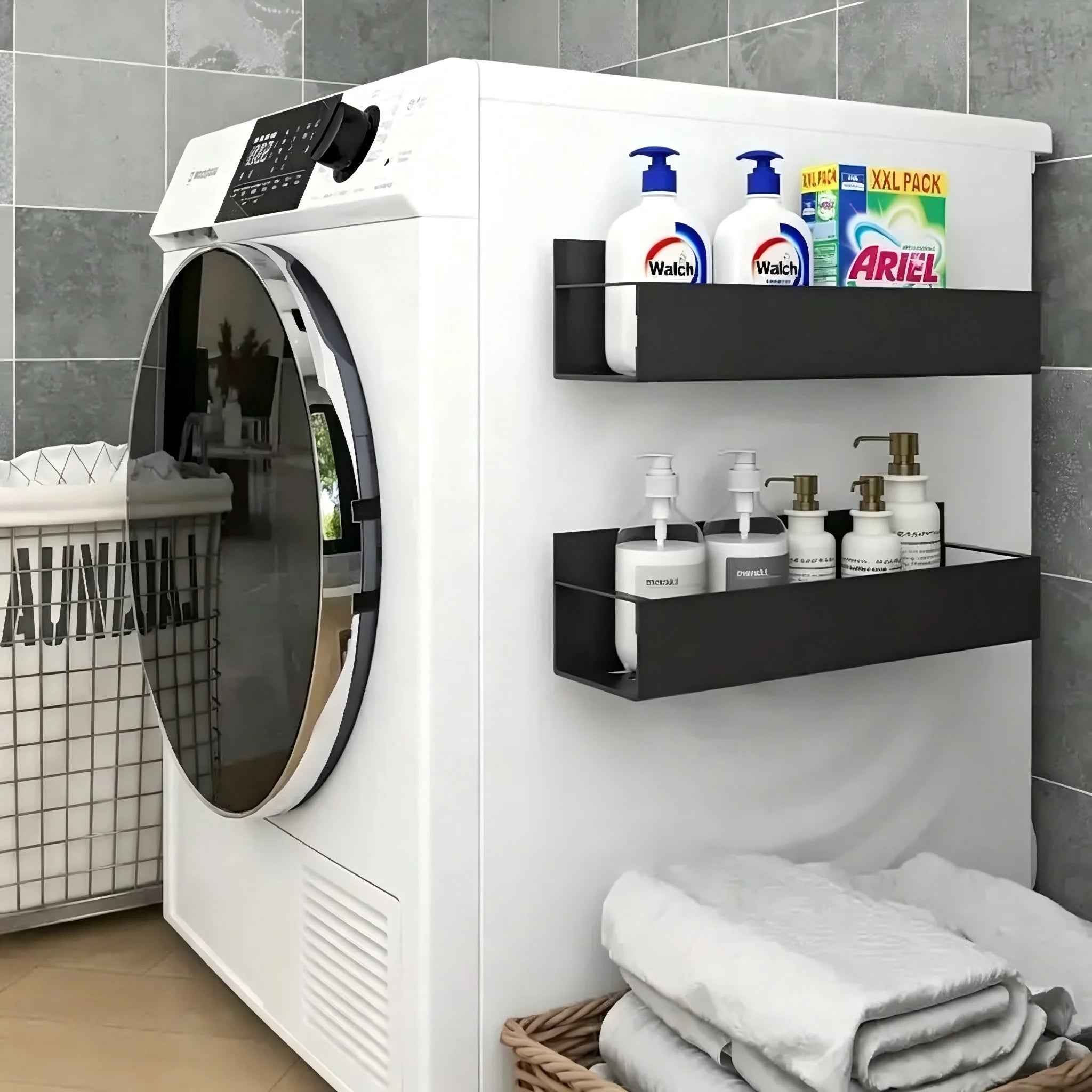 2PCS Magnetic Storage Shelf Household Kitchen Refrigerator Washing Machine Side Hanging Organizer Rack, Multifunctional Holder