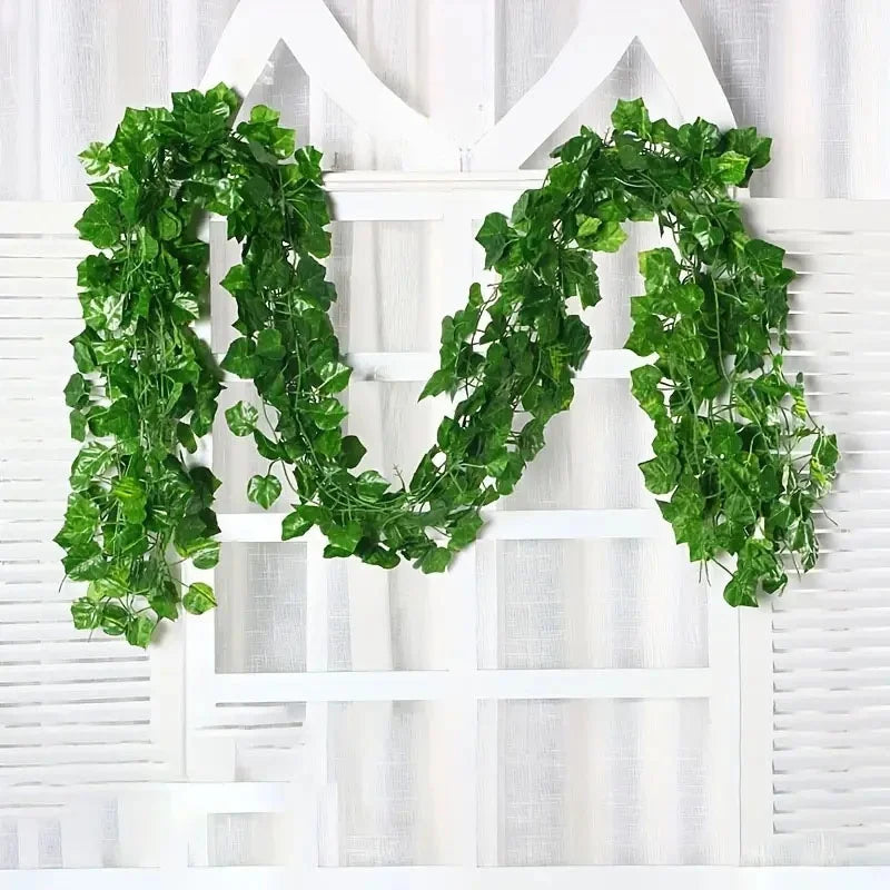 Artificial Green Ivy Leaf Rattan Creeper Leaves Vine Hanging Garland DIY Fake Flowers Plants for Garden Wedding Party Home Decor