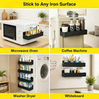 2 Pack Magnetic Spice Rack for Refrigerator Kitchen Magnetic Fridge Shelf Black No Drill Spice Food Organizer Black Jar Holder