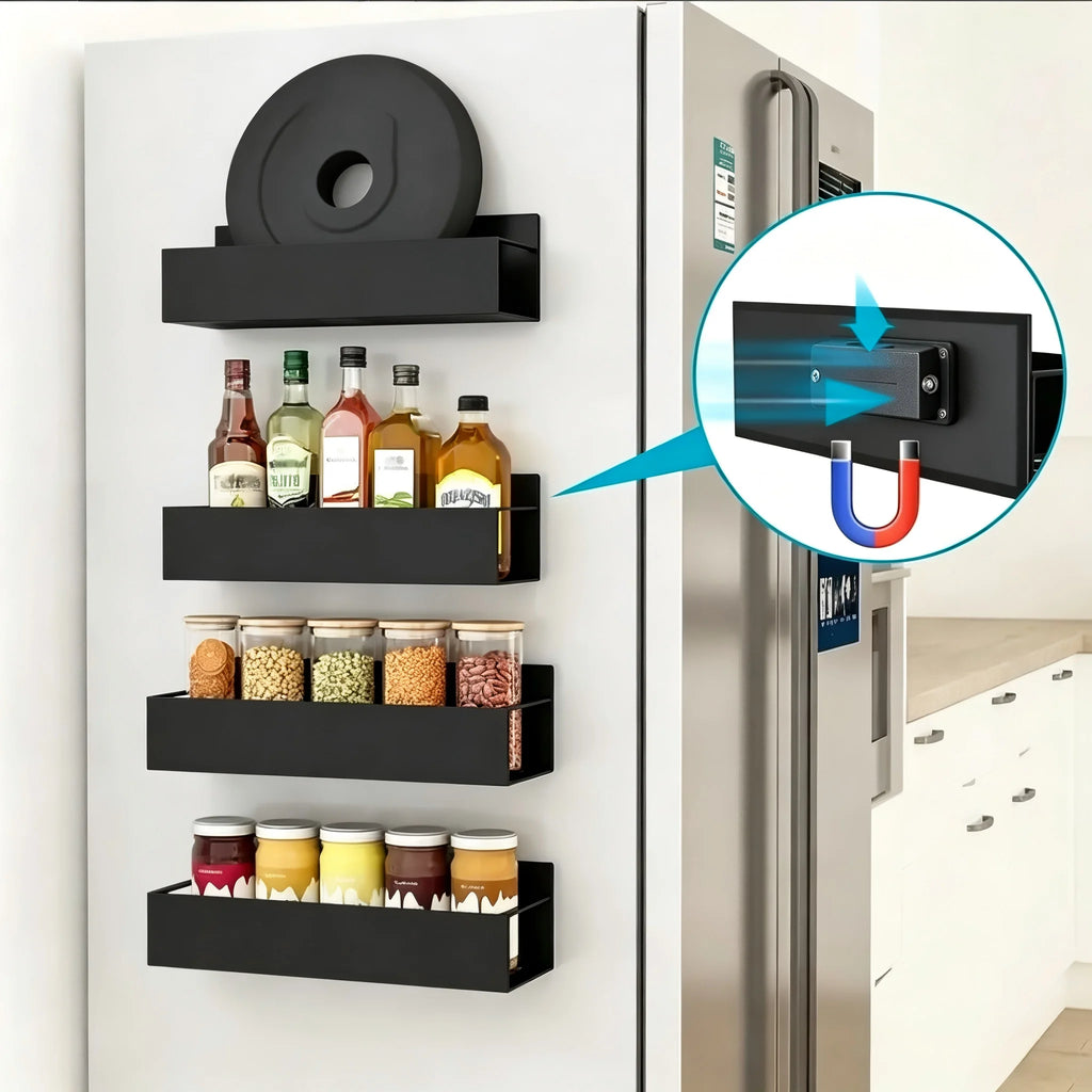 2PCS Magnetic Storage Shelf Household Kitchen Refrigerator Washing Machine Side Hanging Organizer Rack, Multifunctional Holder
