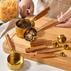 Measuring Cups and Measuring Spoons 4 Piece Set Gold Plated Stainless Steel Graduated Kitchen Baking Measuring Tools