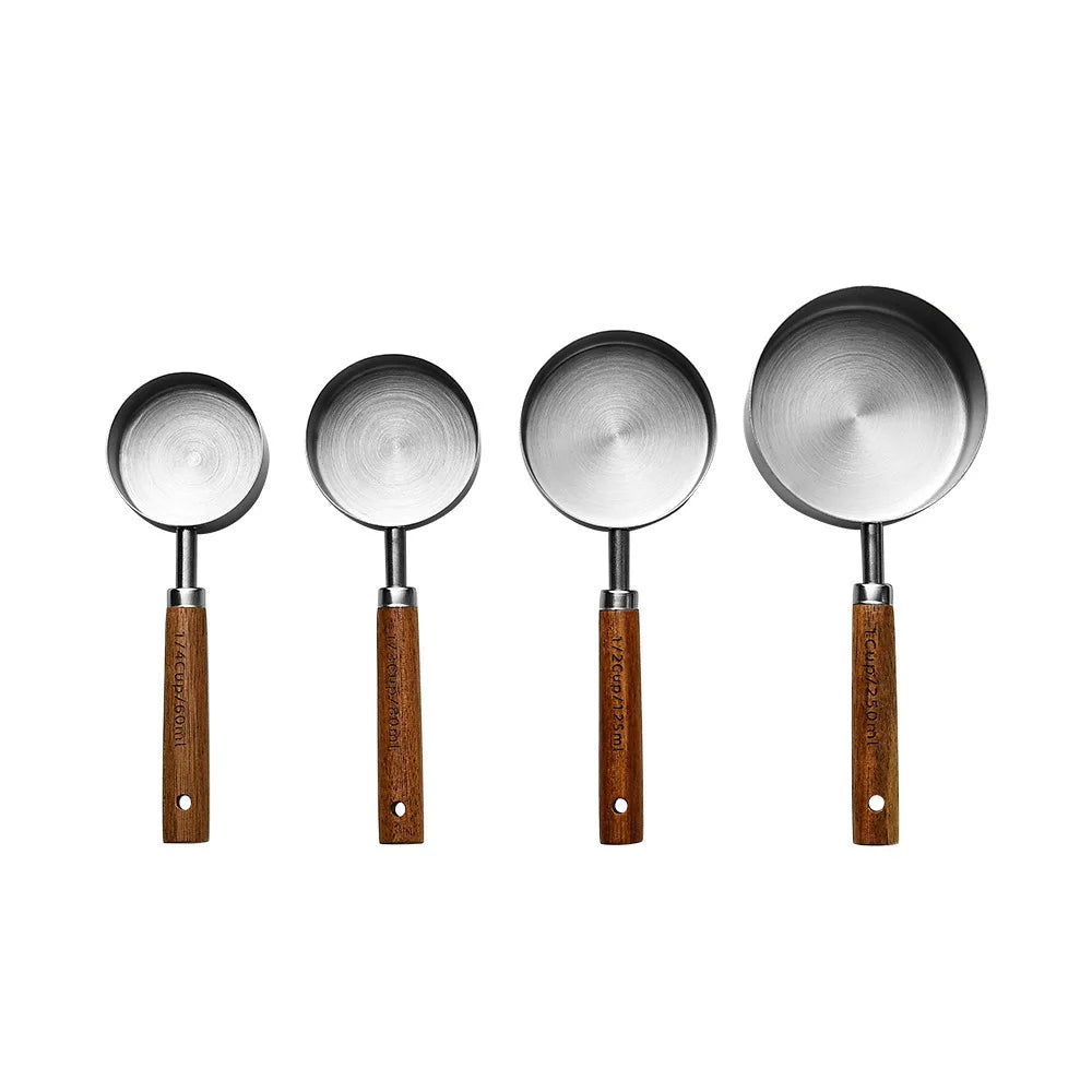 Measuring Cups and Measuring Spoons 4 Piece Set Gold Plated Stainless Steel Graduated Kitchen Baking Measuring Tools
