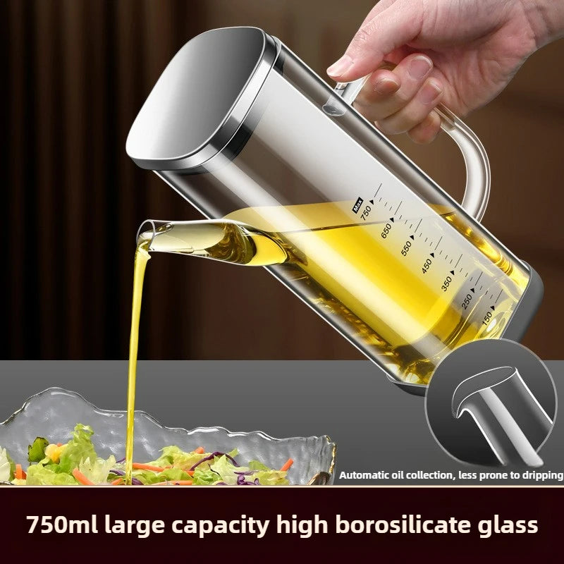 High Borosilicate Glass Oil Bottle Kitchen Essential Non Drip Oil Bottle for Vinegar Soy Sauce and Cooking Oil