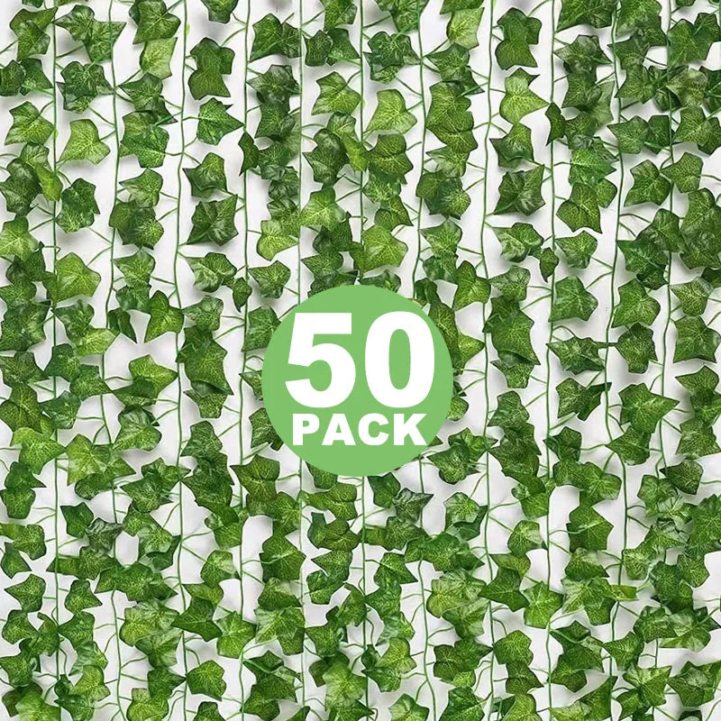 Artificial Green Ivy Leaf Rattan Creeper Leaves Vine Hanging Garland DIY Fake Flowers Plants for Garden Wedding Party Home Decor