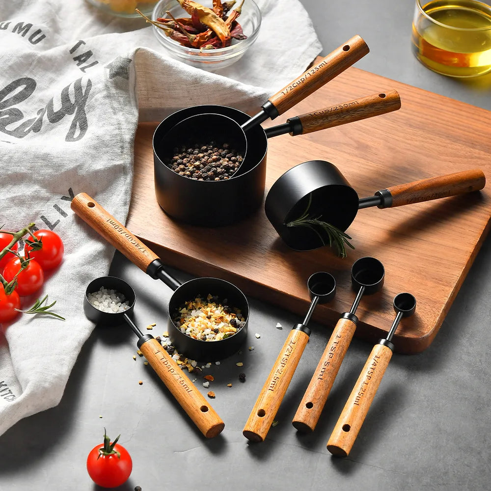 Measuring Cups and Measuring Spoons 4 Piece Set Gold Plated Stainless Steel Graduated Kitchen Baking Measuring Tools