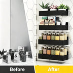2 Pack Magnetic Spice Rack for Refrigerator Kitchen Magnetic Fridge Shelf Black No Drill Spice Food Organizer Black Jar Holder