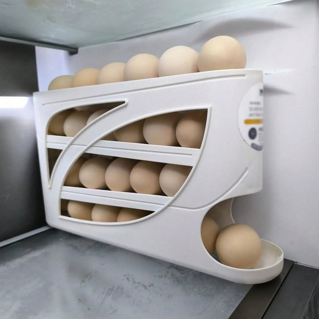 Rolling Egg Rack - Space-Saving Side-Door Design, Can Hold 30 Eggs, Convenient Handle, Suitable For Kitchen And Refrigerator