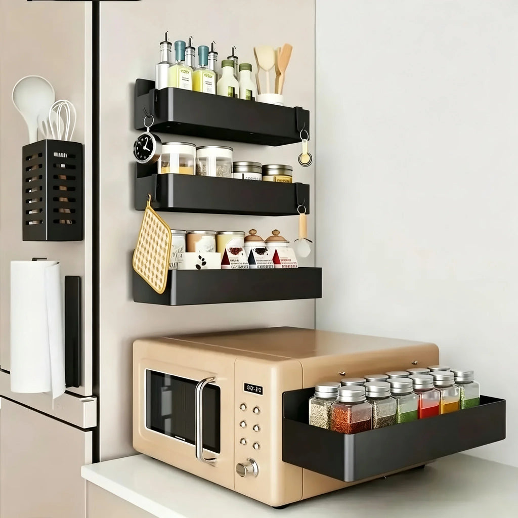 2PCS Magnetic Storage Shelf Household Kitchen Refrigerator Washing Machine Side Hanging Organizer Rack, Multifunctional Holder